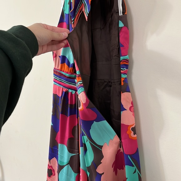 Shoshanna Floral Print Halter Top Neck Tie Dress - Picture 9 of 9